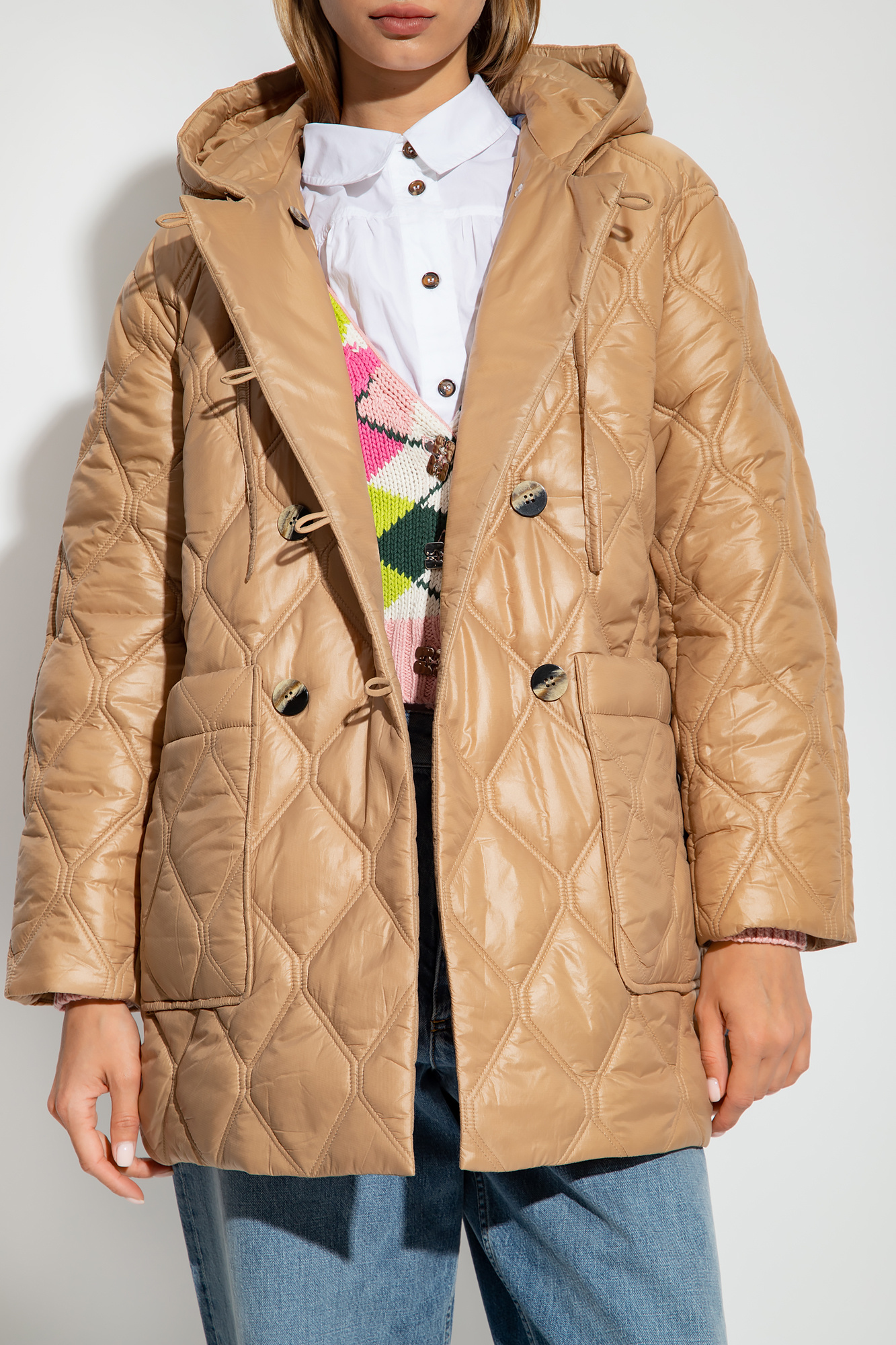 Beige on sale quilted coat